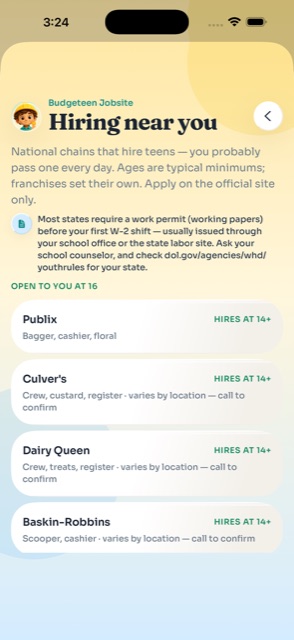 Hiring near you: national chains that hire at 14, 15 and 16